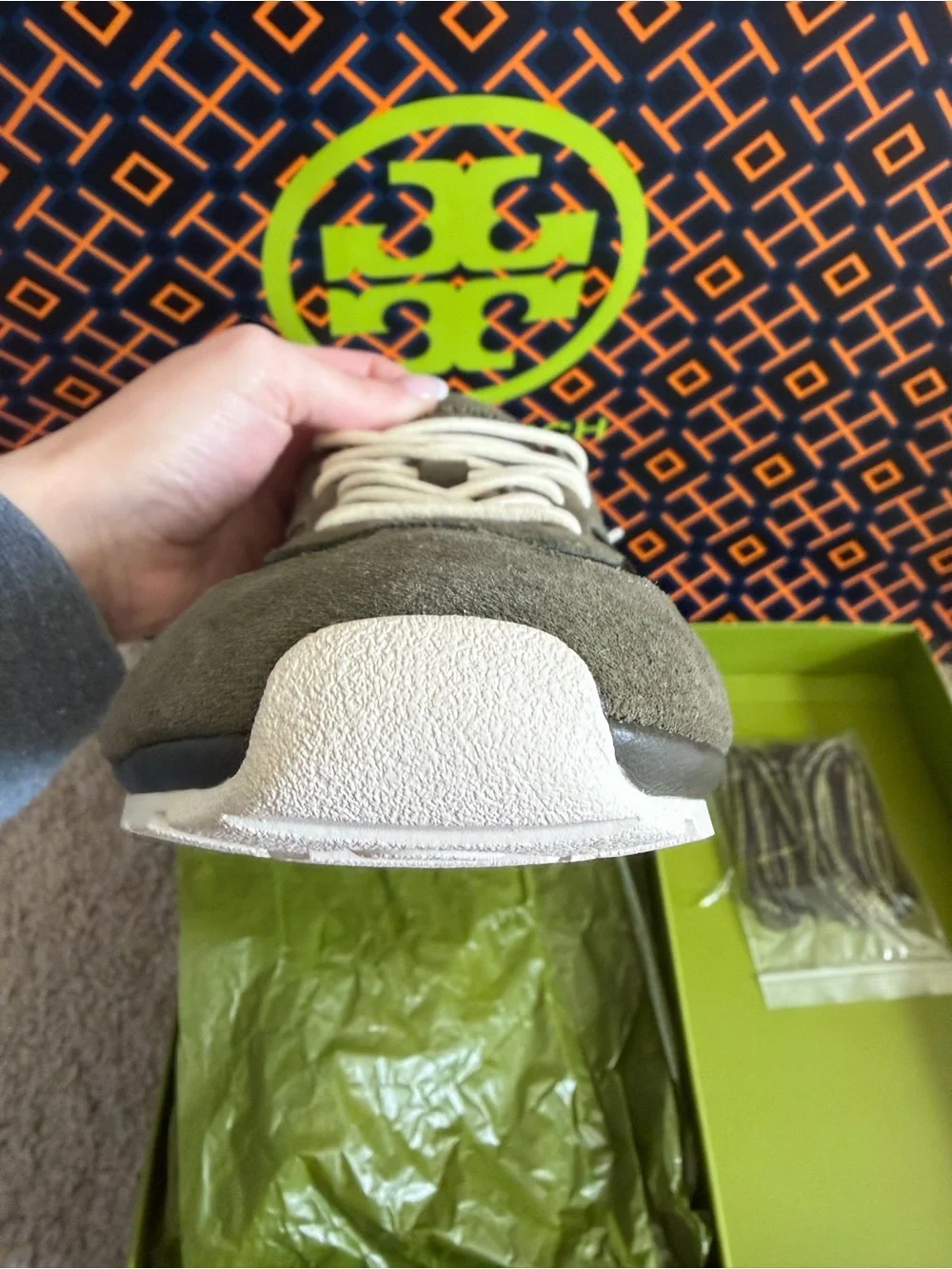 Tory Burch Field Sneaker Dark Olive Green Size 8